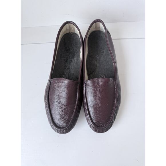 SAS Genuine Handsewn Leather Loafers Burgundy Penny Slip On Shoes Size 12 W - Picture 4 of 10